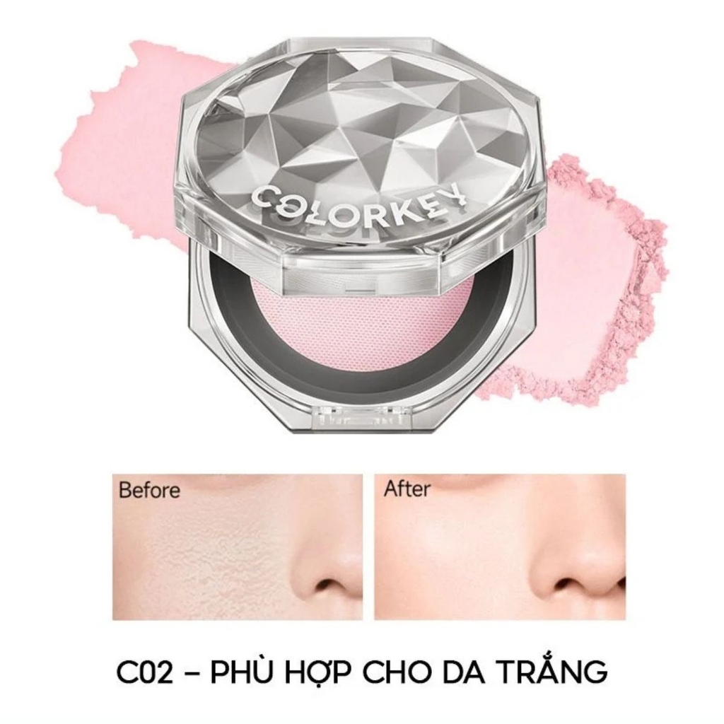 Phấn Phủ Colorkey Lasting Naturally Kiềm Dầu Siêu Mịn Giúp Lớp Trang Điểm Tự Nhiên Hộp 8g