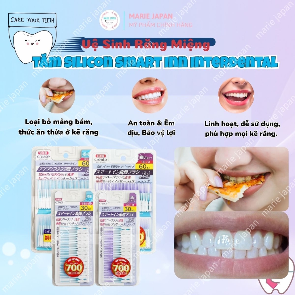 Tăm Silicon Smart Inn Interdental Làm Sạch Kẽ Răng Dịu Nhẹ An Toàn Nhật Bản