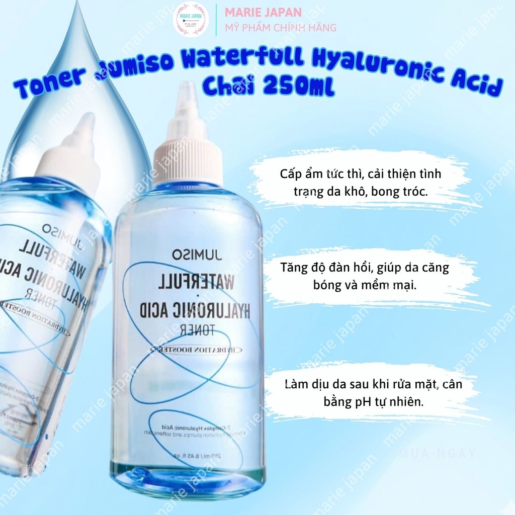 Nước Hoa Hồng Jumiso Dưỡng Ẩm Sâu Dịu Nhẹ Căng Bóng Mềm Mại Da Waterfull Hyaluronic Acid Hàn Quốc 250ml