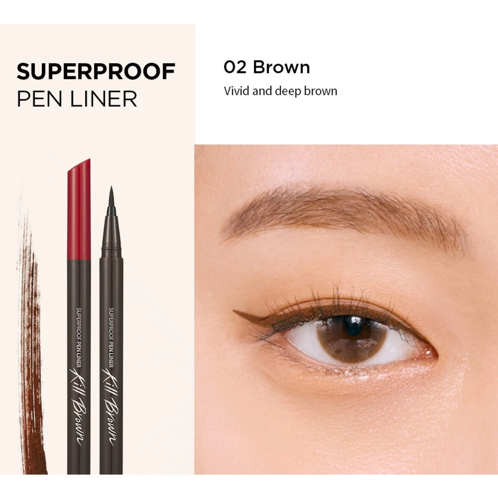 Kẻ Mắt Clio Superproof Pen Liner Kill Black Nét Siêu Mảnh Chống Nước Lâu Trôi Hàn Quốc