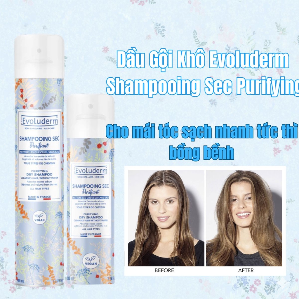 Dầu Gội Khô Evoluderm Sạch Nhanh Giảm Dầu Nhờn Cho Tóc Bồng Bềnh Shampooing Sec Purifying