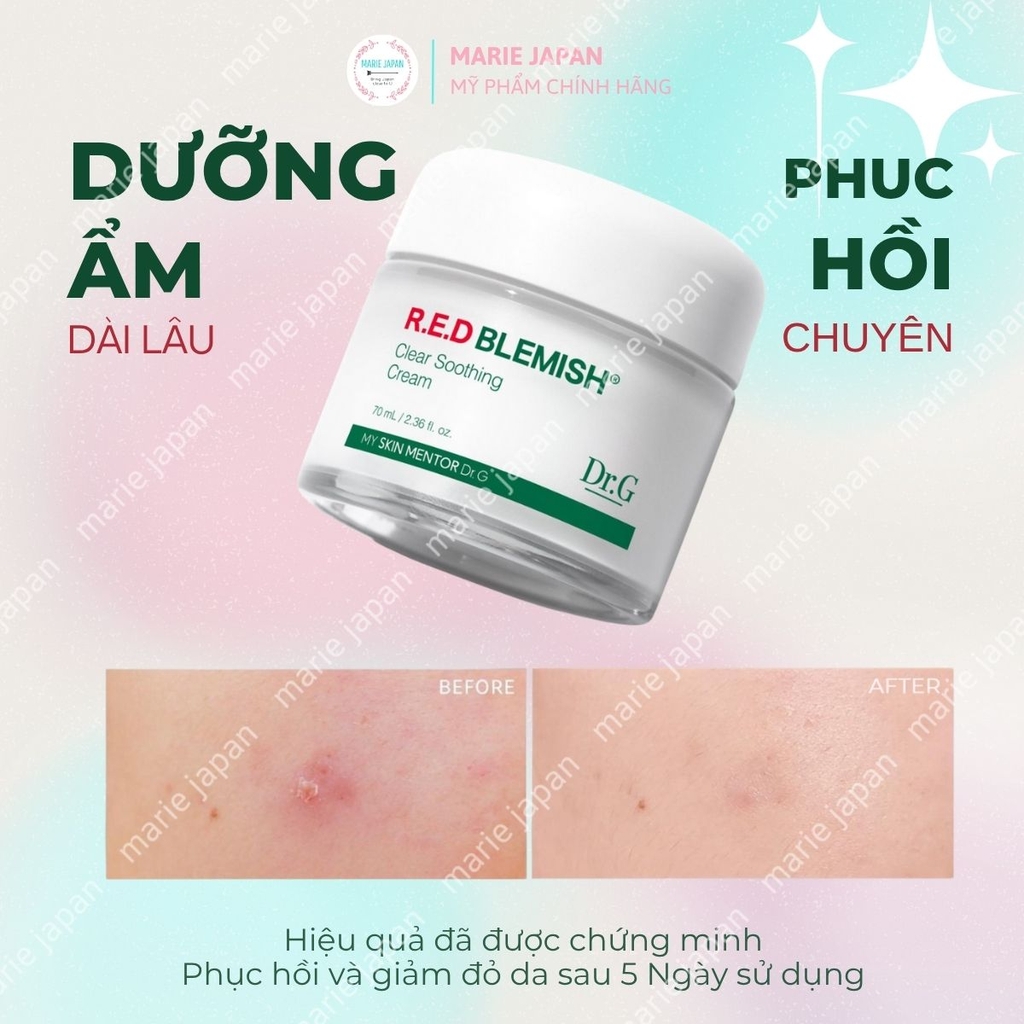 Set Kem Dưỡng Dr.G R.E.D Blemish 70ml + Kem Chống Nắng Cam Brightening Up 20ml Dưỡng Ẩm Phục Hồi & Bảo Vệ Da Toàn Diện