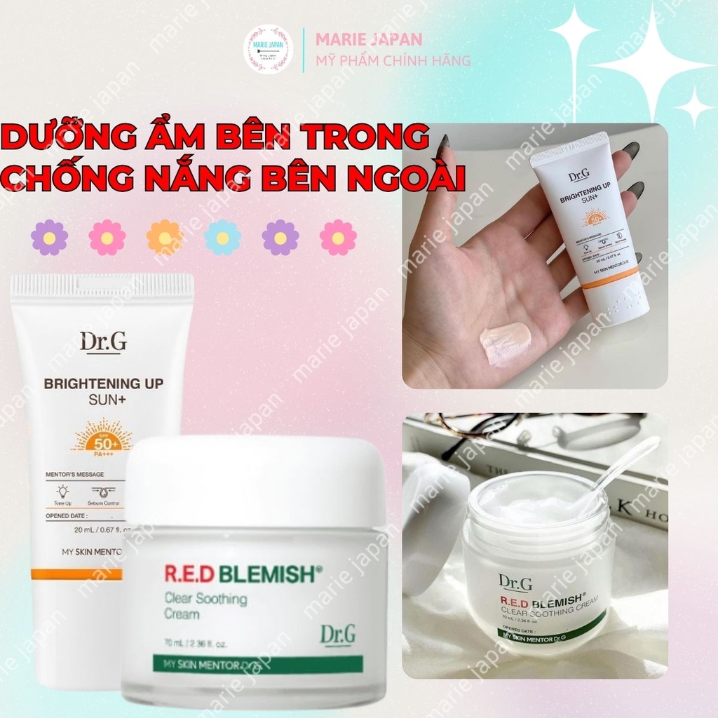 Set Kem Dưỡng Dr.G R.E.D Blemish 70ml + Kem Chống Nắng Cam Brightening Up 20ml Dưỡng Ẩm Phục Hồi & Bảo Vệ Da Toàn Diện