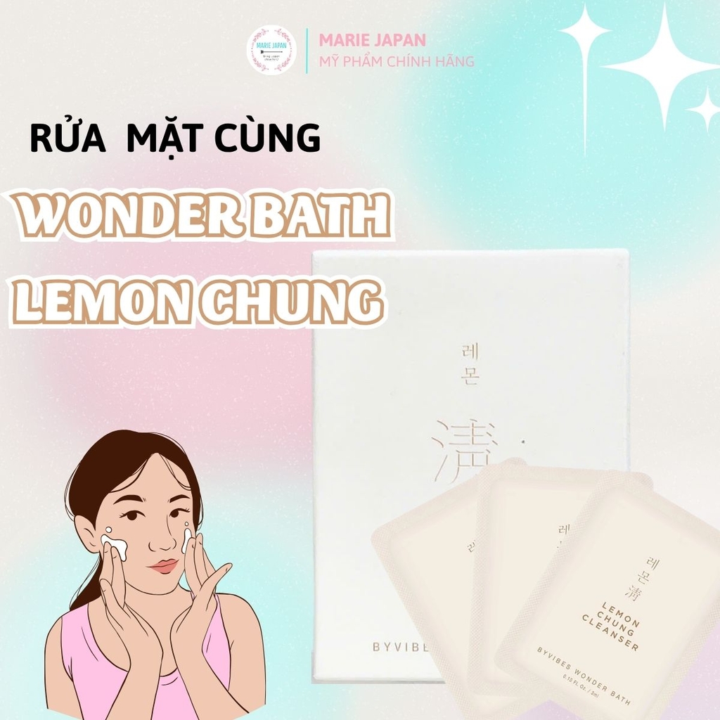 Sữa Rửa Mặt Byvibes Wonder Bath Lemon Chung Cleanser Sạch Sâu Dưỡng Da Sáng Khỏe Hàn Quốc Hộp 10 Gói x 3ml