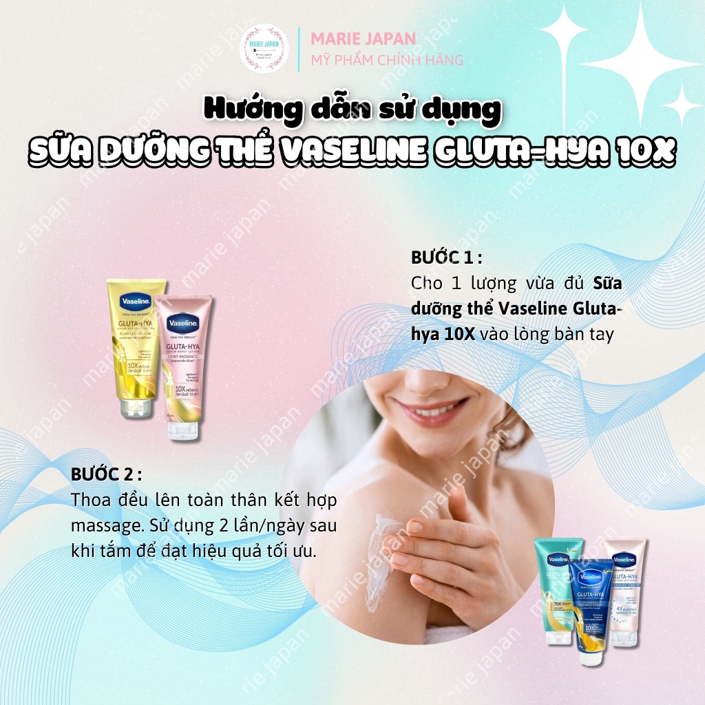 Sữa Dưỡng Thể Vaseline Gluta-HYA 10X Dưỡng Trắng Mờ Thâm Serum Burst Lotion Thái Lan