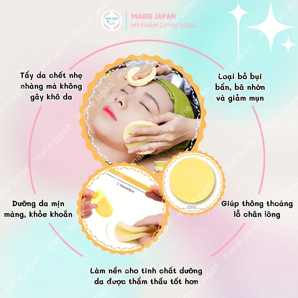 Bọt Biển - Bông Nở Rửa Mặt Chivey Túi 12 Miếng