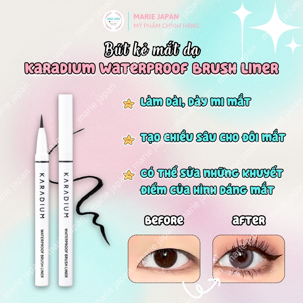 Bút Kẻ Mắt Dạ Karadium Waterproof Brush Liner Black Hàn Quốc