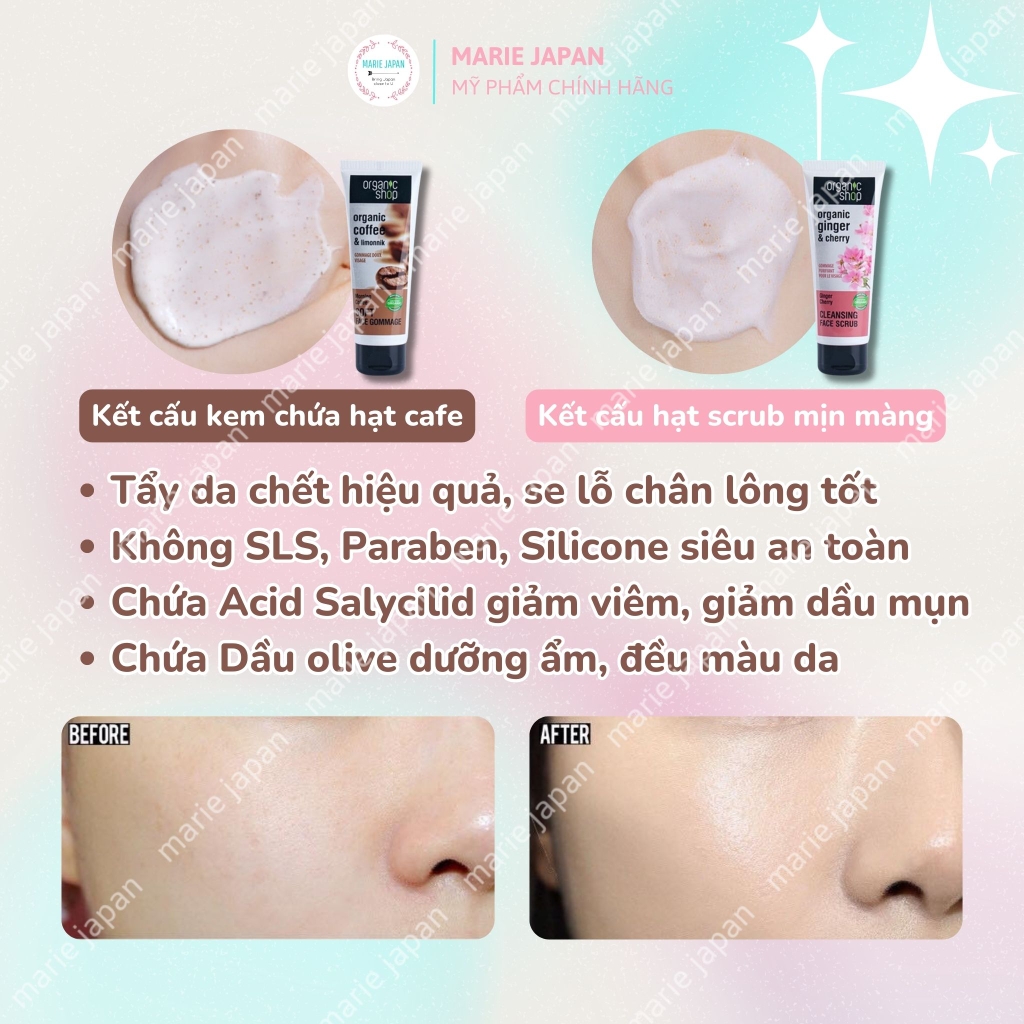 Tẩy TBC Mặt Organic Shop Face Scrub- HỒNG SAKURA Tuýp 75ml