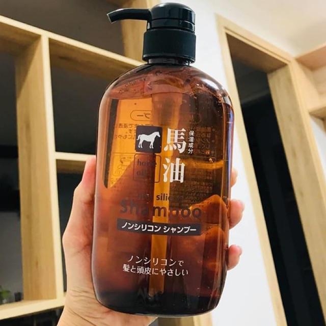 Set Gội Xả Mỡ Ngựa Horse Oil Không Silicon Mềm Mượt Nhật 600ml