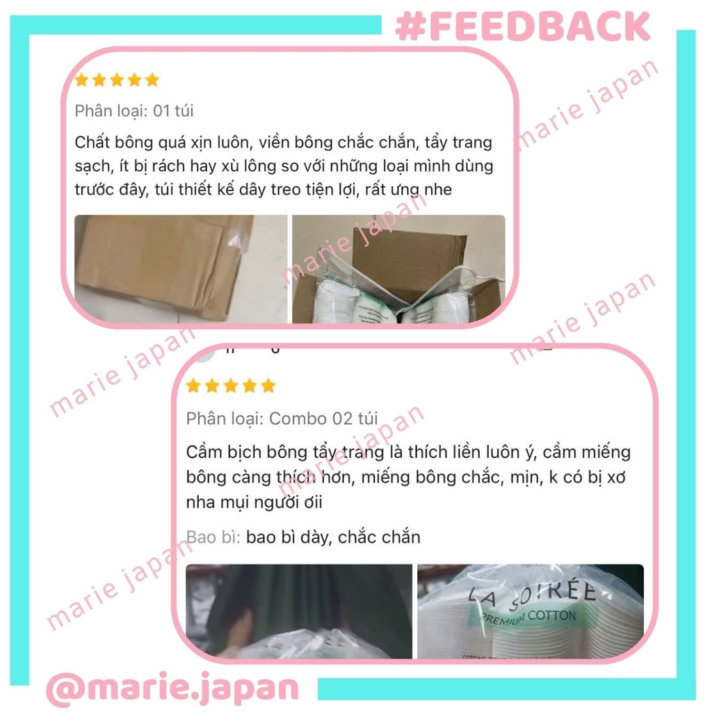 Bông Tẩy Trang La Soirée Premium Cotton Pads 100% Cotton Tự Nhiên Siêu Mềm Mịn Không Xơ Bông