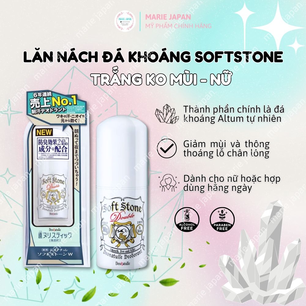 Lăn Khử Mùi Soft Stone Deonatulle Đá Khoáng