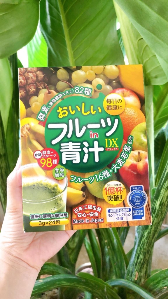 Bột Rau Củ Trái Cây Aojiru DX Tổng Hợp 98 Loại Bổ Sung Vitamin Dưỡng Chất Nhật Bản Hộp 24 Gói