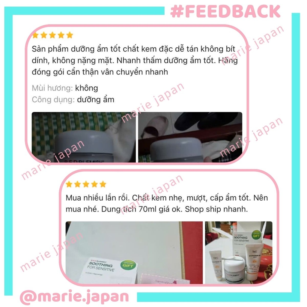 Set Kem Dưỡng Dr.G R.E.D Blemish 70ml + Kem Chống Nắng Cam Brightening Up 20ml Dưỡng Ẩm Phục Hồi & Bảo Vệ Da Toàn Diện