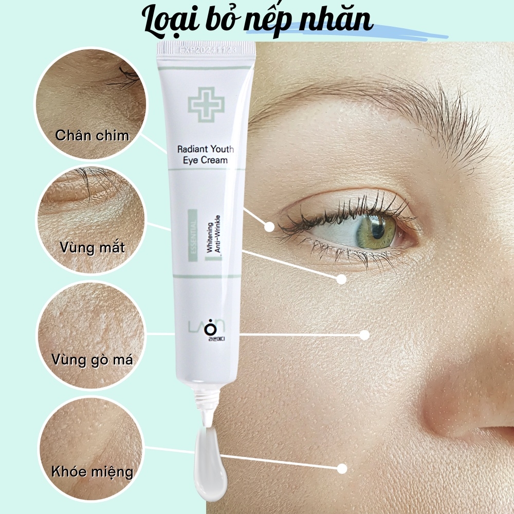 Kem Dưỡng Mắt Laonmedi Radiant Youth Eye Cream Giảm Quầng Thâm Bọng Mắt Nếp Nhăn Chống Lão Hóa Hàn Quốc - Tuýp 40ml