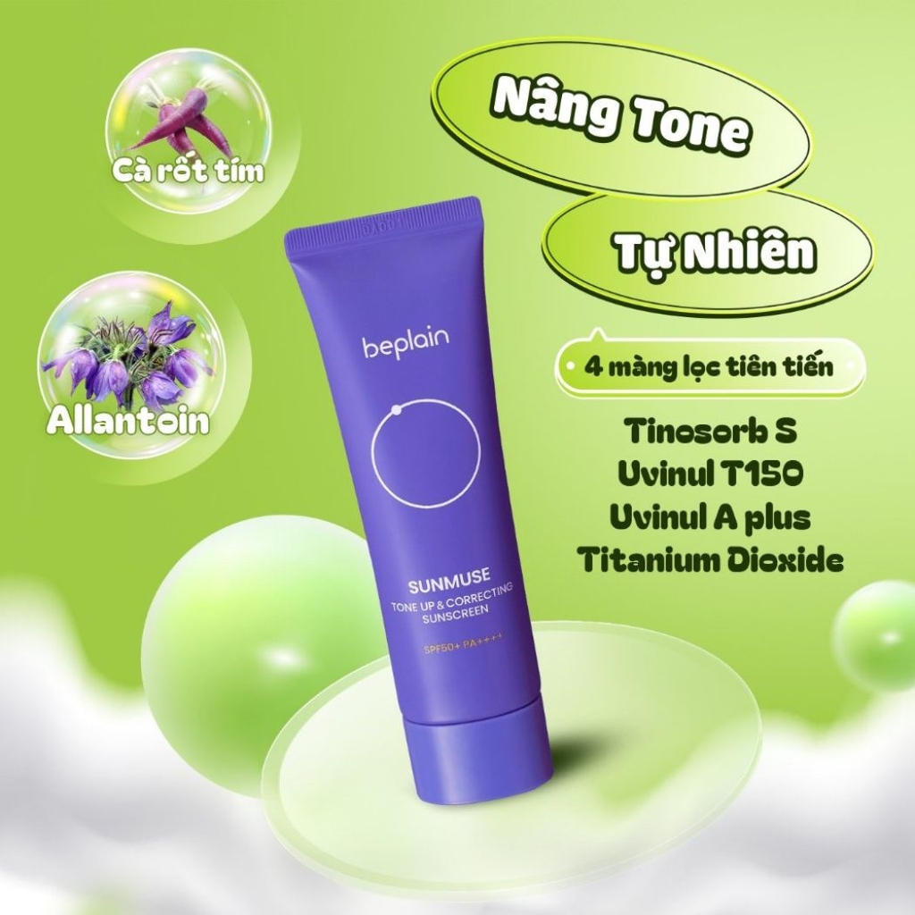Kem Chống Nắng Beplain Sunmuse SPF 50+ PA++++ Kiềm Dầu Nâng Tông Chống Nước Hàn Quốc 50ml