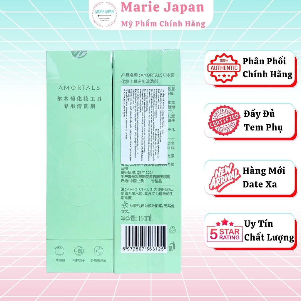 Nước Giặt Cọ Mút Trang Điểm Makeup Amortals Nhĩ Mộc Đào Sạch Nhanh Dịu Nhẹ Khử Khuẩn Hiệu Quả Giữ Dụng Cụ Bền Đẹp