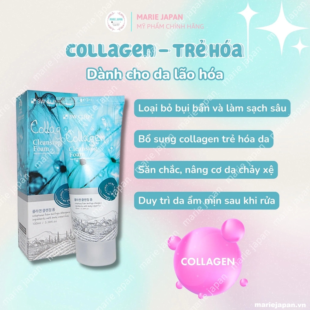 Sữa Rửa Mặt 3W Clinic Làm Sạch Cấp Ẩm Mềm Mịn Da Hàn Quốc Tuýp 100ml
