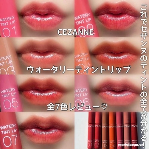 Son Tint Lì Cezanne Bền Màu Lâu Trôi Watery Tint Lip Nhật Bản