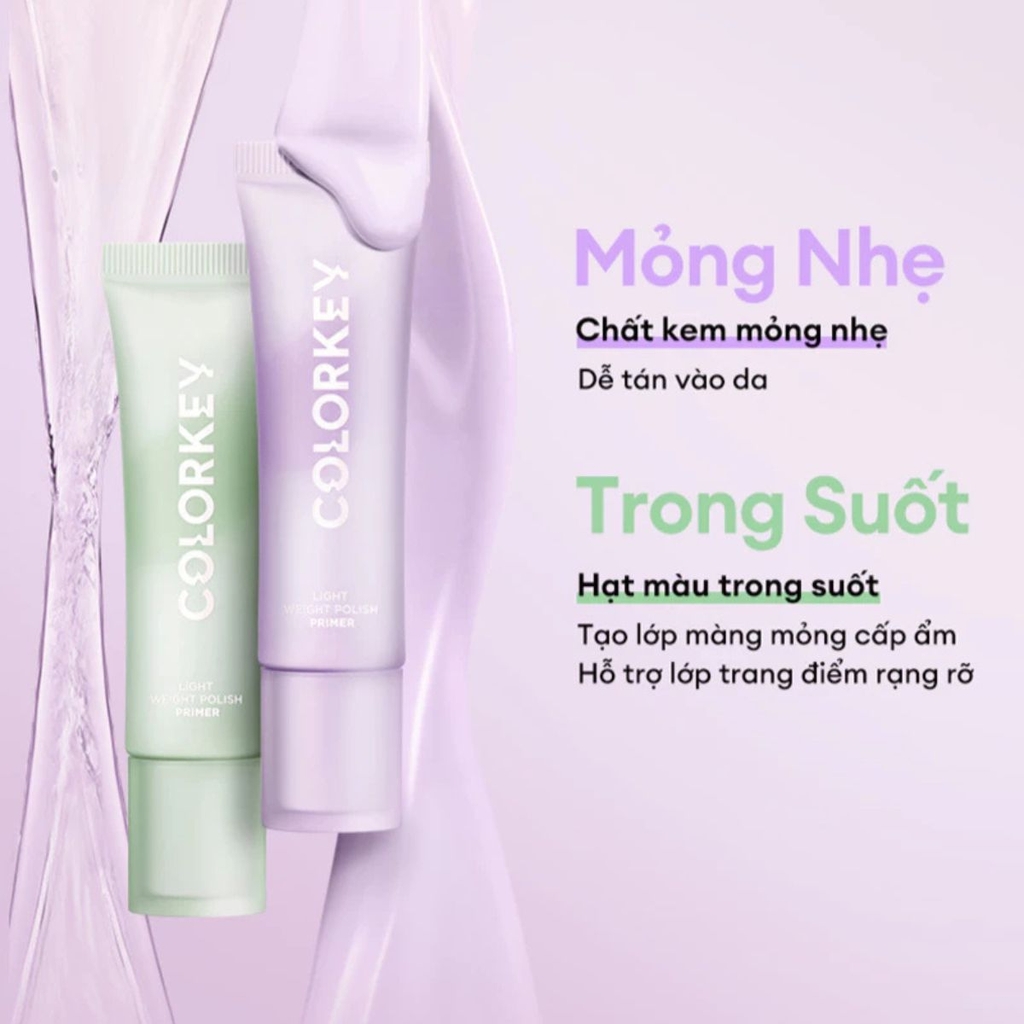 Kem Lót Colorkey Hiệu Chỉnh Màu Nâng Tone Da Mỏng Nhẹ Tự Nhiên Light Weight Polish Primer 30g
