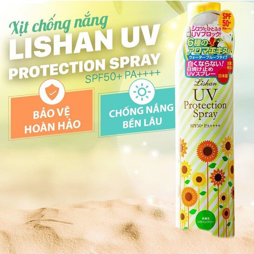 Xịt Chống Nắng Hữu Cơ Lishan UV Protection Spray SPF50+ PA++++ Nhật Bản