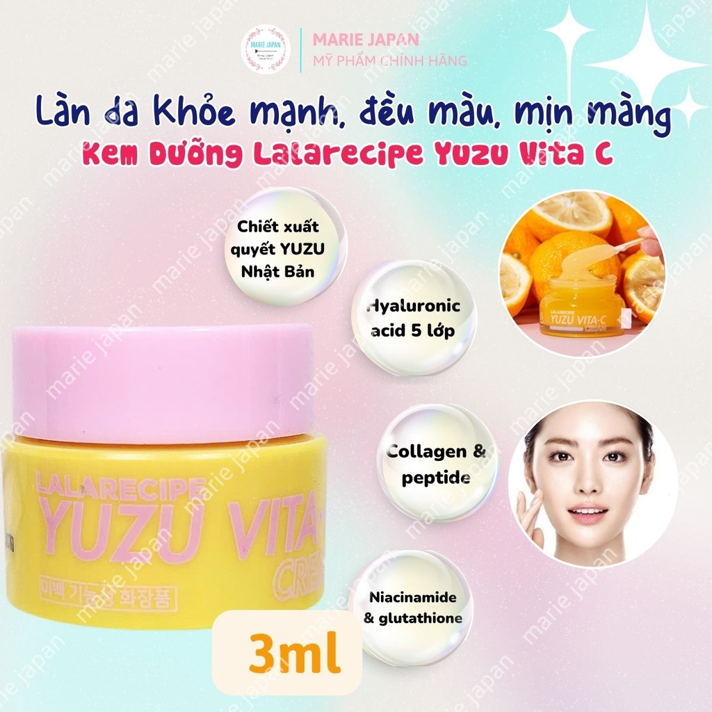 Kem Dưỡng Da Lalarecipe Yuzu Vita C Sáng Da Mờ Nếp Nhăn Chống Lão Hóa Hàn Quốc 3ml