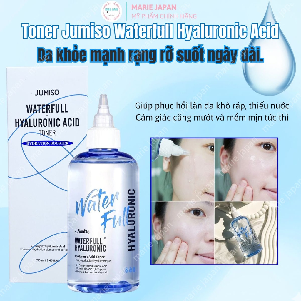 Nước Hoa Hồng Jumiso Dưỡng Ẩm Sâu Dịu Nhẹ Căng Bóng Mềm Mại Da Waterfull Hyaluronic Acid Hàn Quốc 250ml