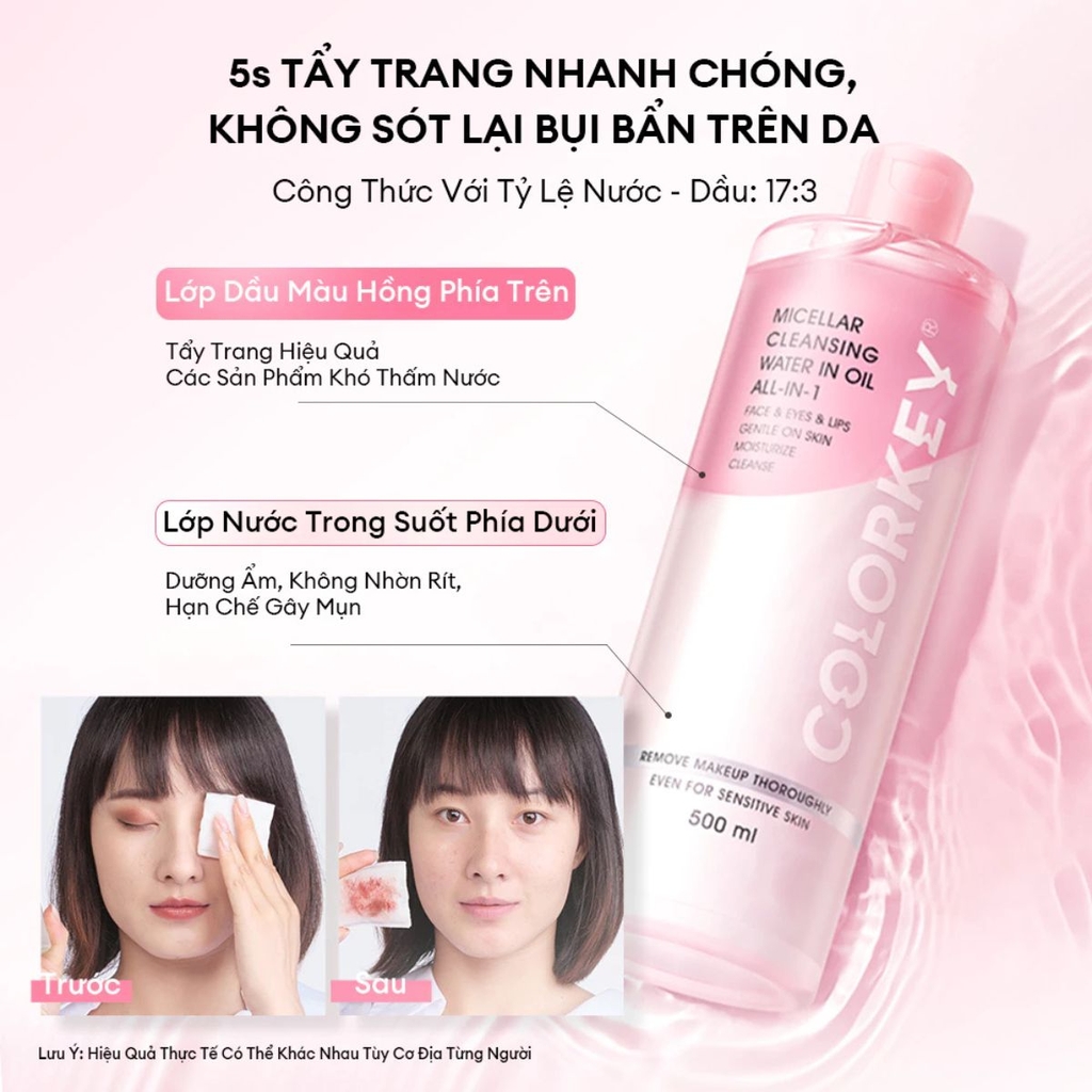 Nước Tẩy Trang 2 Lớp Colorkey Sạch Sâu Dưỡng Ẩm Dịu Nhẹ  Micellar Cleansing Water