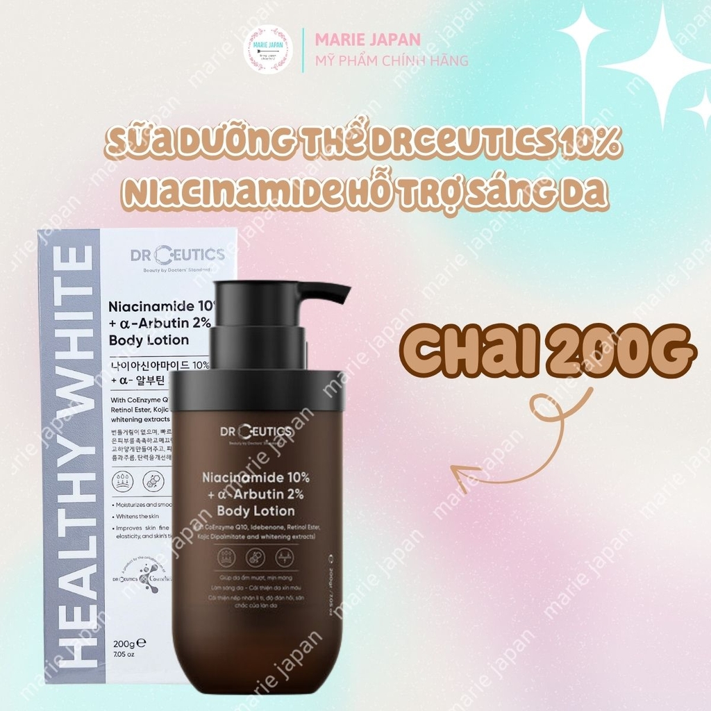 Sữa Dưỡng Thể DrCeutics 10% Niacinamide Dưỡng Ẩm Sáng Da Chai 200g