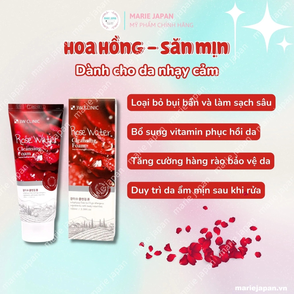 Sữa Rửa Mặt 3W Clinic Làm Sạch Cấp Ẩm Mềm Mịn Da Hàn Quốc Tuýp 100ml