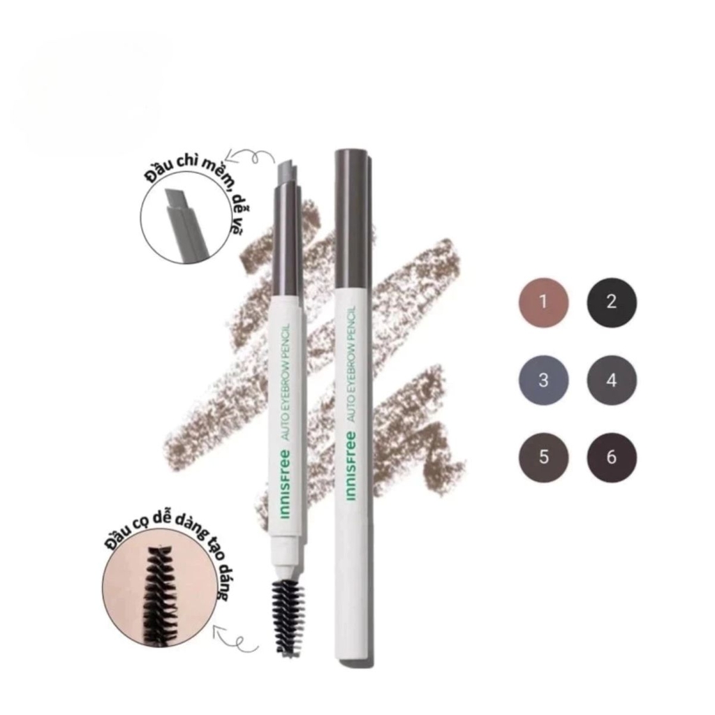Chì Kẻ Mày Innisfree Auto Brown Pencil Tự Nhiên Chống Nước Lâu Trôi Hàn Quốc