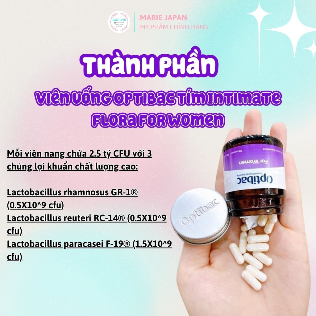 Viên Uống Optibac Tím Intimate Flora For Women Bổ Sung Lợi Khuẩn Hỗ Trợ Cân Bằng Vi Sinh Vùng Kín Phụ Nữ Hộp 30 Viên