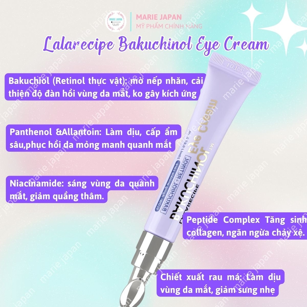 Kem Mắt Lalarecipe Bakuchiol Eye Cream Mờ Nếp Nhăn Hỗ Trợ Sáng Da Căng Mịn Vùng Mắt Hàn Quốc