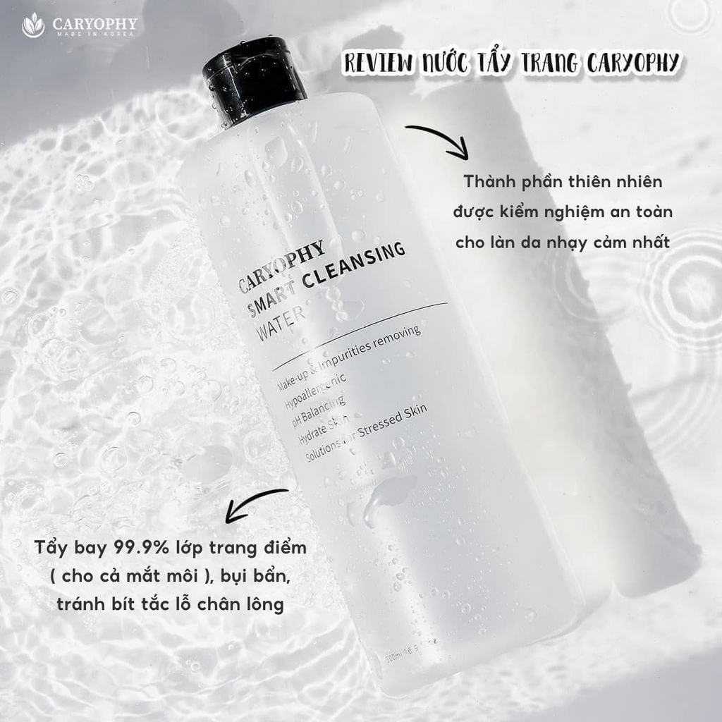 Nước Tẩy Trang Caryophy Sạch Sâu Giảm Mụn Da Nhạy Cảm Smart Cleansing Water Hàn Quốc 500ml