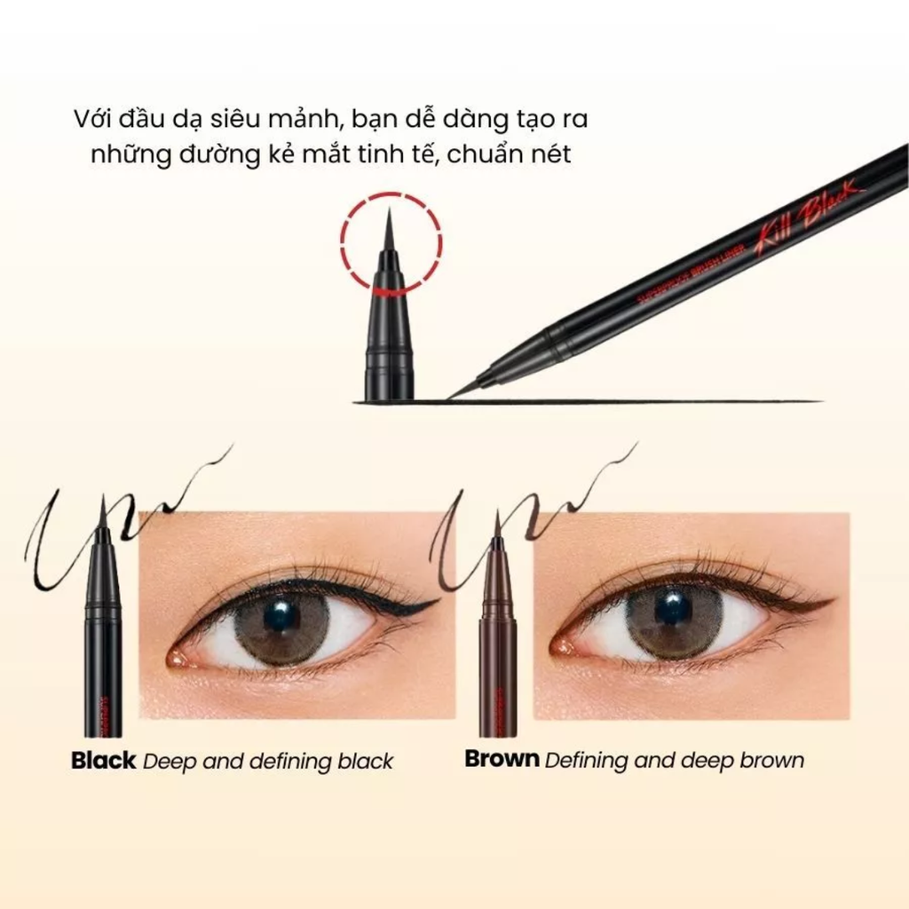 Kẻ Mắt Clio Superproof Pen Liner Kill Black Nét Siêu Mảnh Chống Nước Lâu Trôi Hàn Quốc