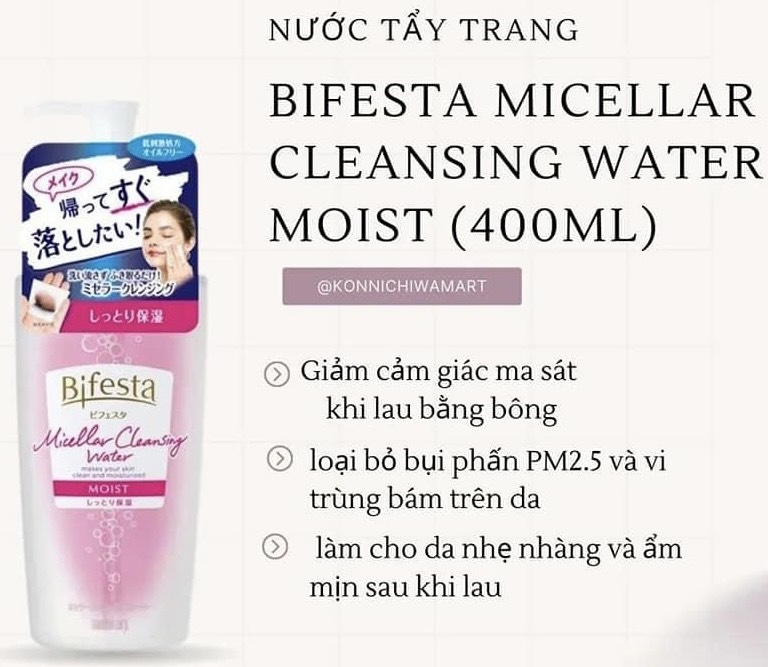 Nước Tẩy Trang Bifesta Micellar Cleansing Water -  XANH TRẮNG DA Chai 400ml