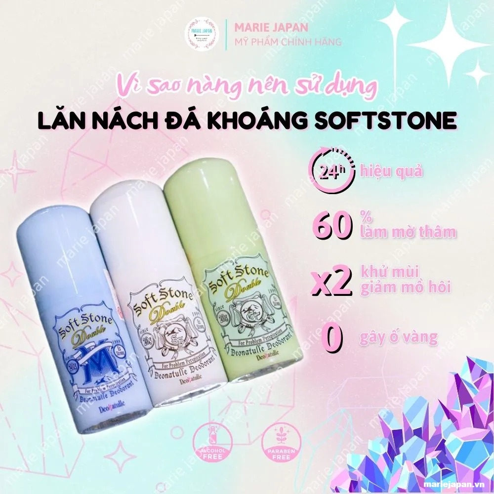 Lăn Khử Mùi Soft Stone Deonatulle Đá Khoáng