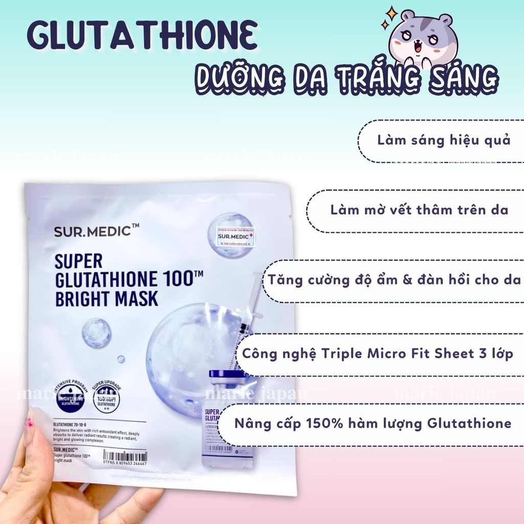 Mặt Nạ SurMedic Super Glutathione 100™ Bright Mask Cấp Ẩm Sáng Da Hàn Quốc