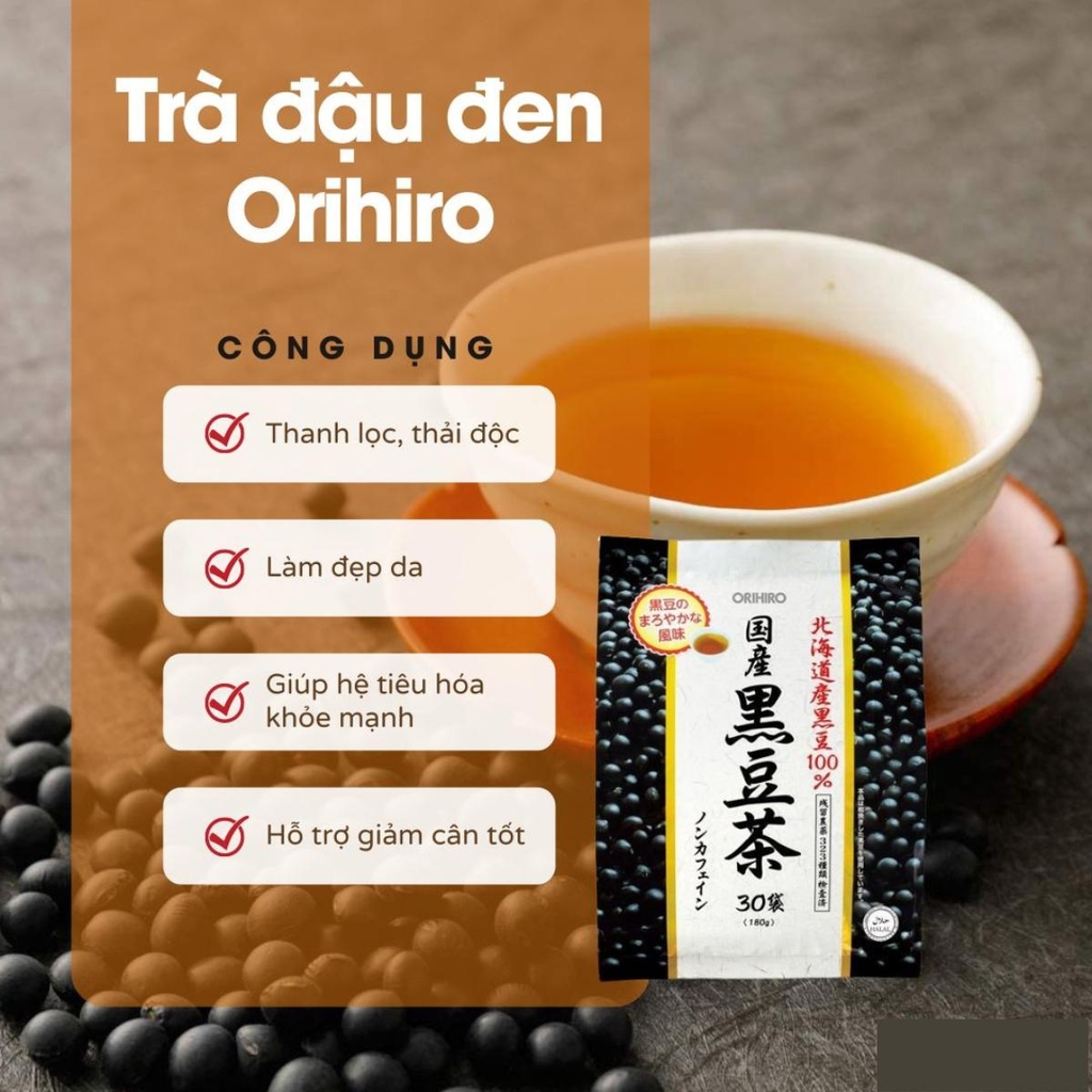 Trà Đậu Đen Orihiro Thải Độc Thanh Nhiệt Nhật Bản Túi 30 Gói