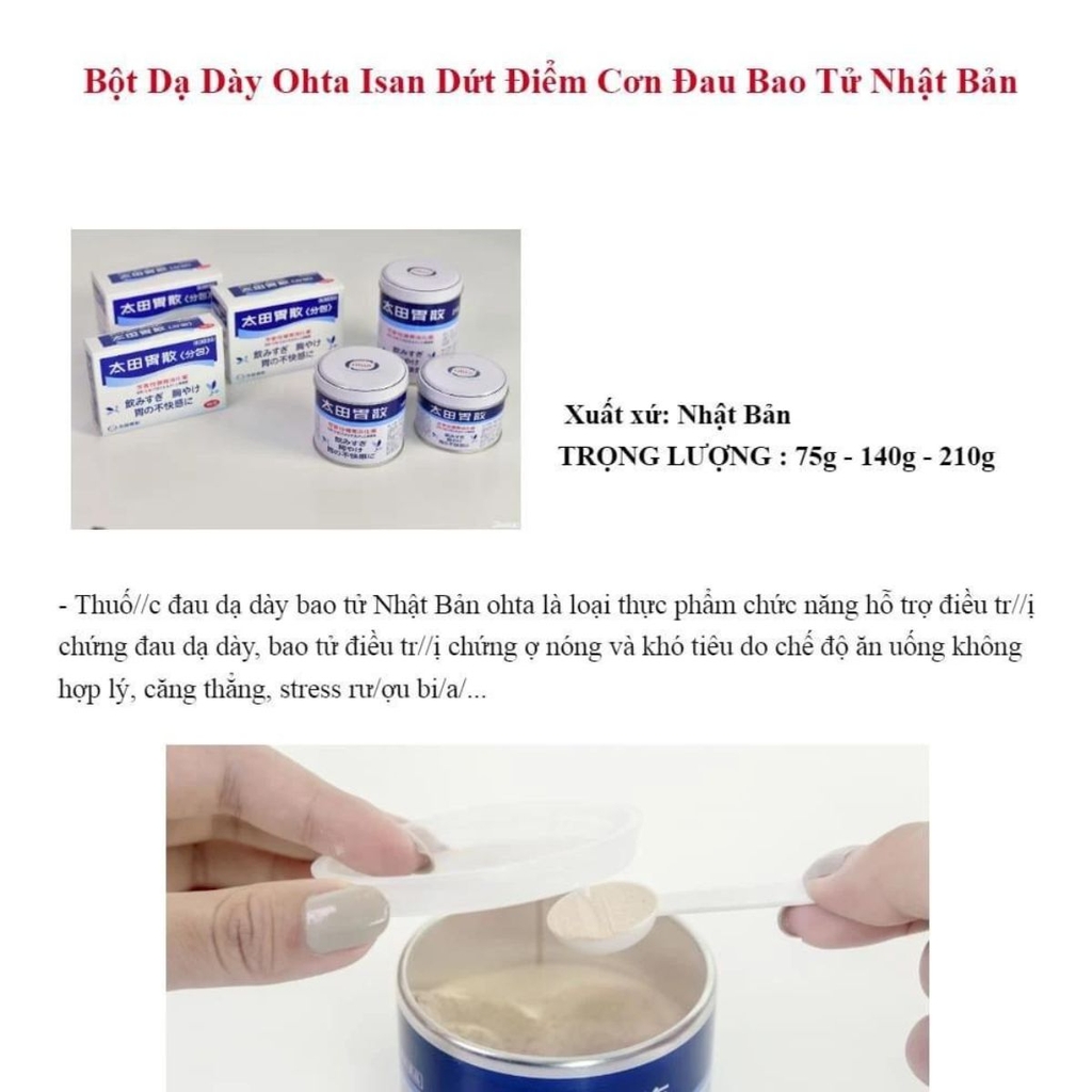 Bột Ohta's Isan Hỗ Trợ Tiêu Hóa Giảm Đau Dạ Dày Nhật Bản