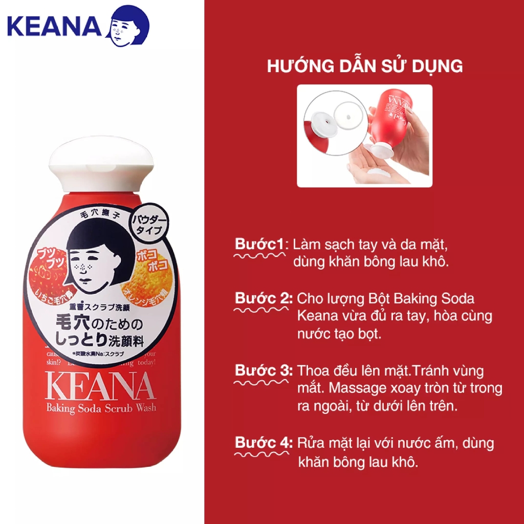 Bột Rửa Mặt Keana Đẩy Mụn Đầu Đen Baking Soda Scrub Wash Nhật - 100g