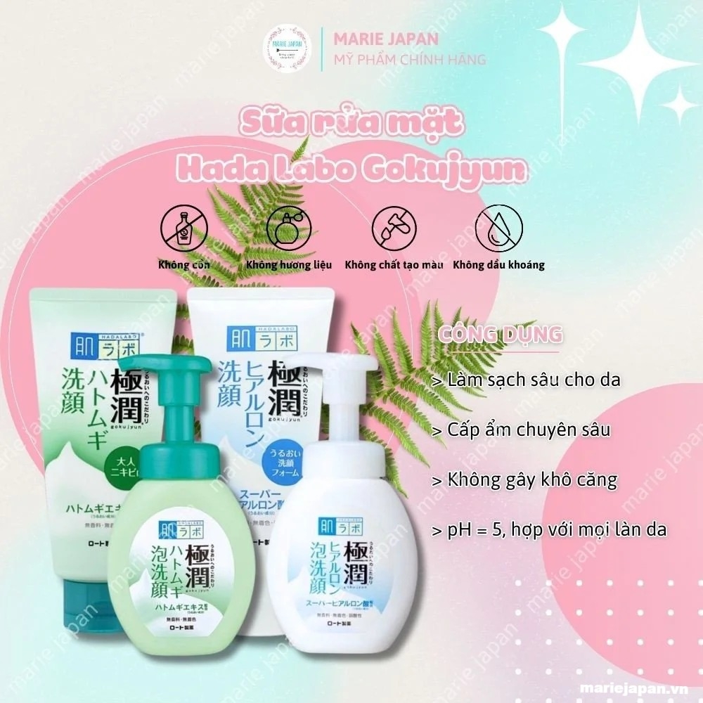 Sữa rửa mặt Hada Labo Gokujyun Nhật Bản