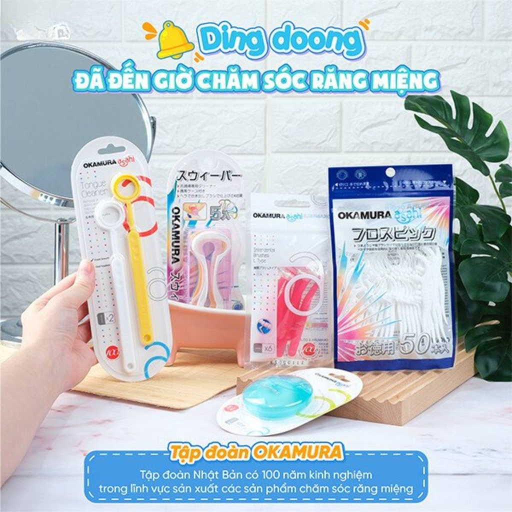 Set 2 Cây Cạo Lưỡi Okamura Asahi Vệ Sinh Lưỡi  Phòng Bệnh Nha Chu Hôi Miệng Nhật Bản