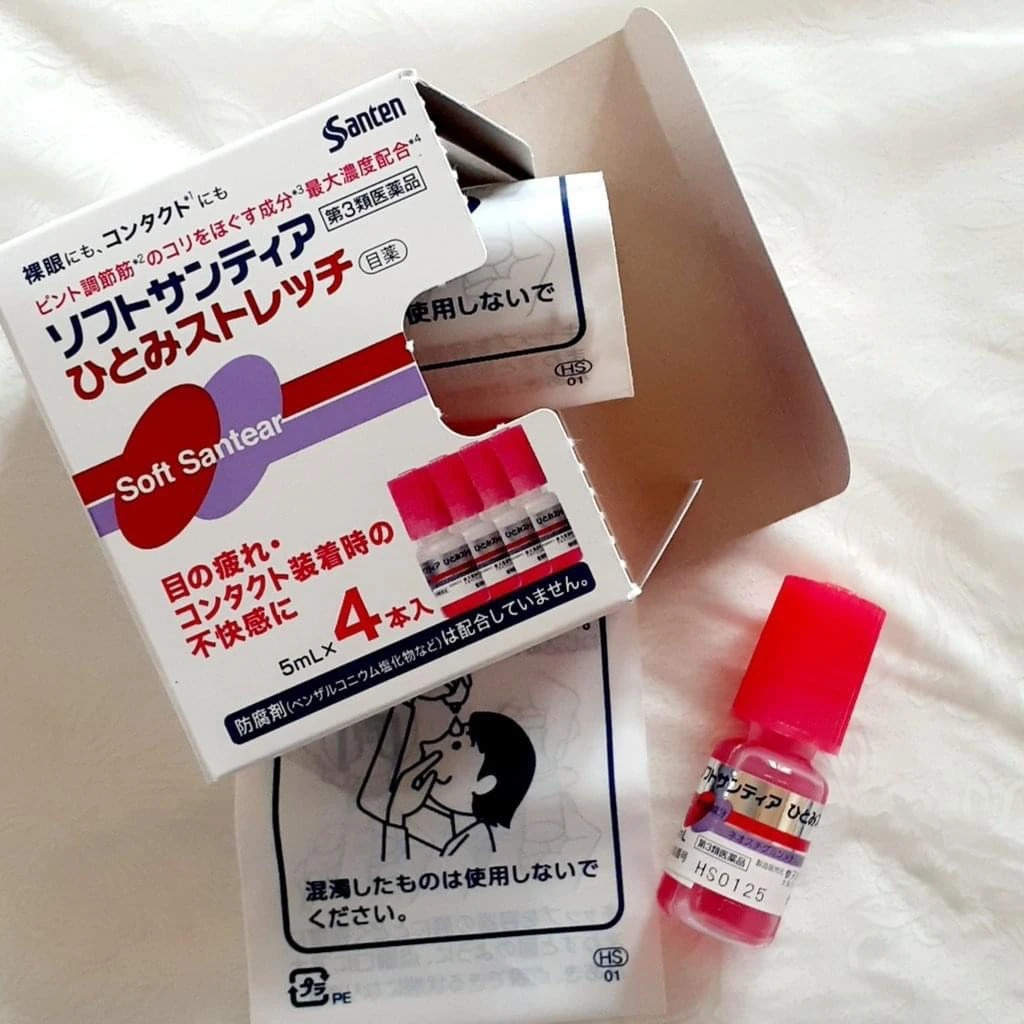 Nước Nhỏ Mắt Nhân Tạo Santen Soft Santear - TÍM HỘP FULL 4 Chai