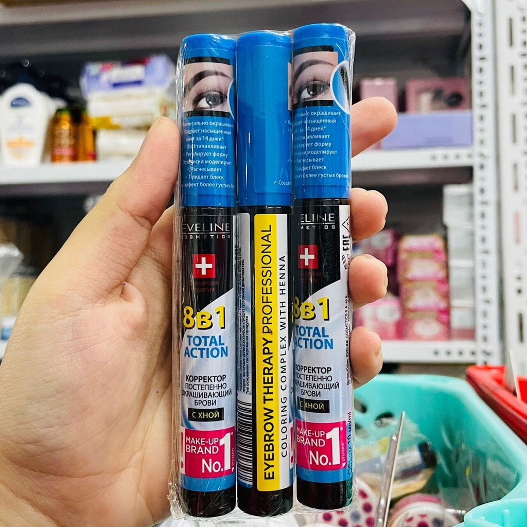 Dưỡng Mày Eveline 8B1 Total Action Eyebrow Therapy Cây 10ml