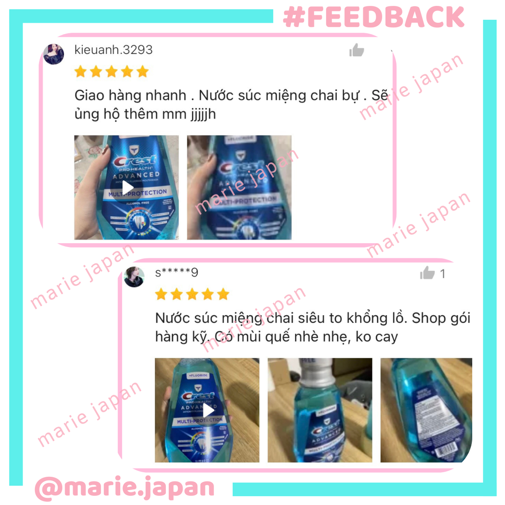 Nước Súc Miệng Crest Pro Trắng Răng  Thơm Miệng Advanced Complete Care Mỹ 1000ml