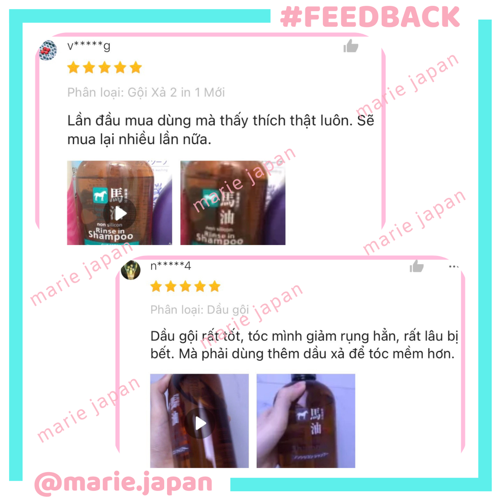 Set Gội Xả Mỡ Ngựa Horse Oil Không Silicon Mềm Mượt Nhật 600ml