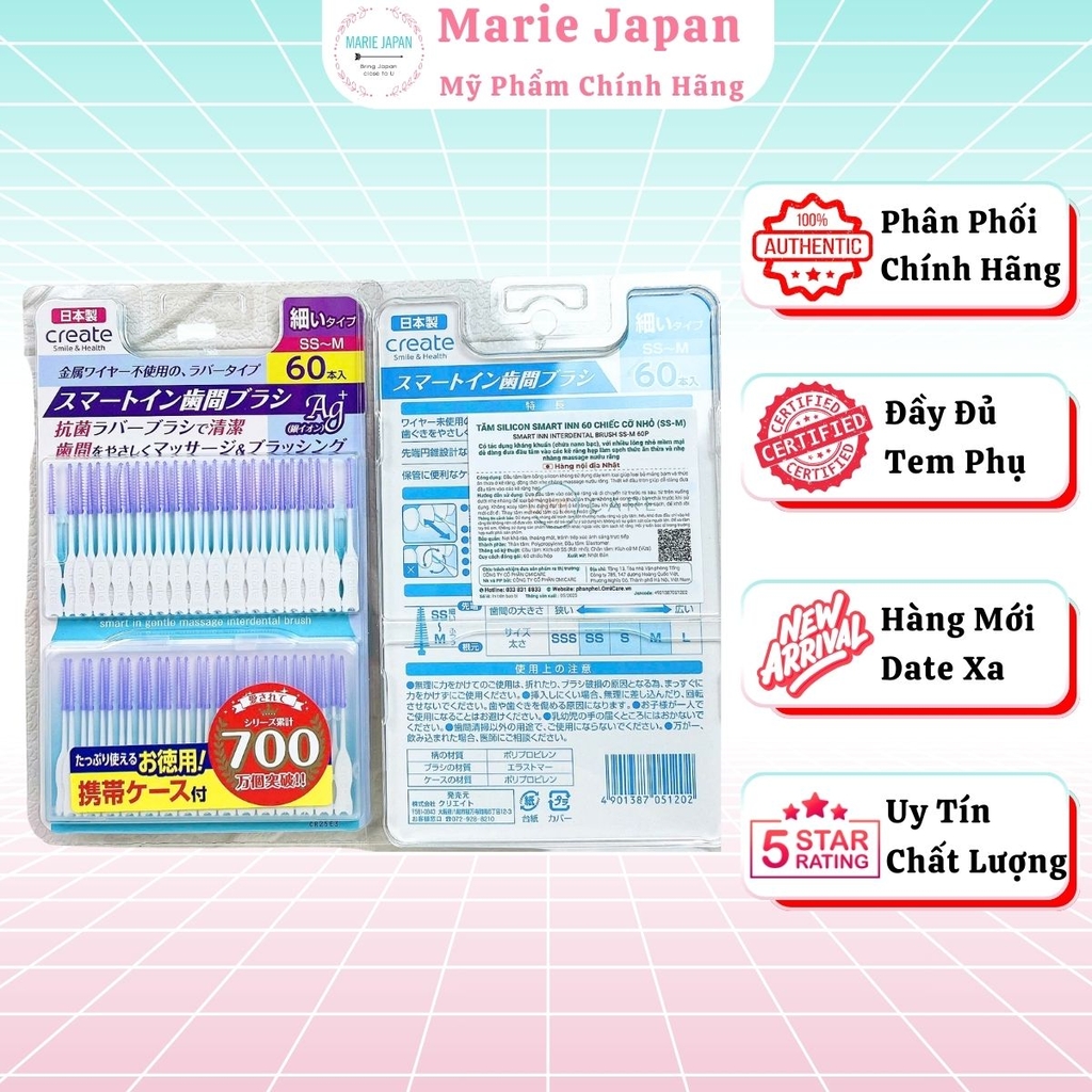Tăm Silicon Smart Inn Interdental Làm Sạch Kẽ Răng Dịu Nhẹ An Toàn Nhật Bản