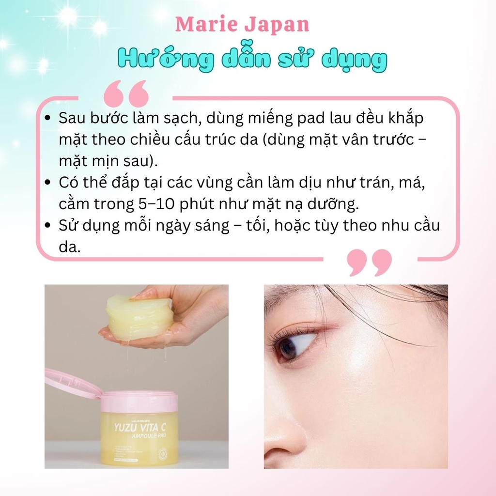 Toner Pad Lalarecipe Yuzu Vita C Ampoule Dưỡng Sáng Da Cấp Ẩm Mờ Thâm Hàn Quốc Hộp 80 Miếng