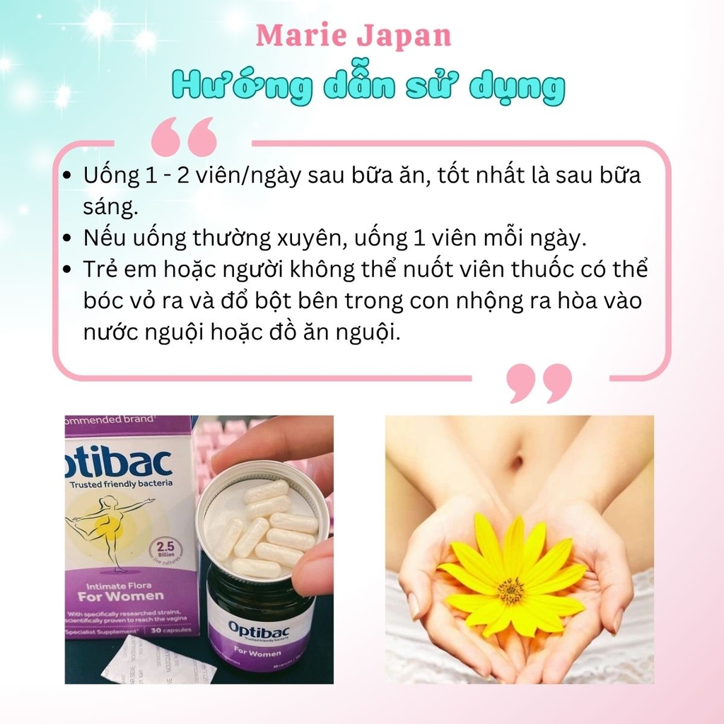 Viên Uống Optibac Tím Intimate Flora For Women Bổ Sung Lợi Khuẩn Hỗ Trợ Cân Bằng Vi Sinh Vùng Kín Phụ Nữ Hộp 30 Viên
