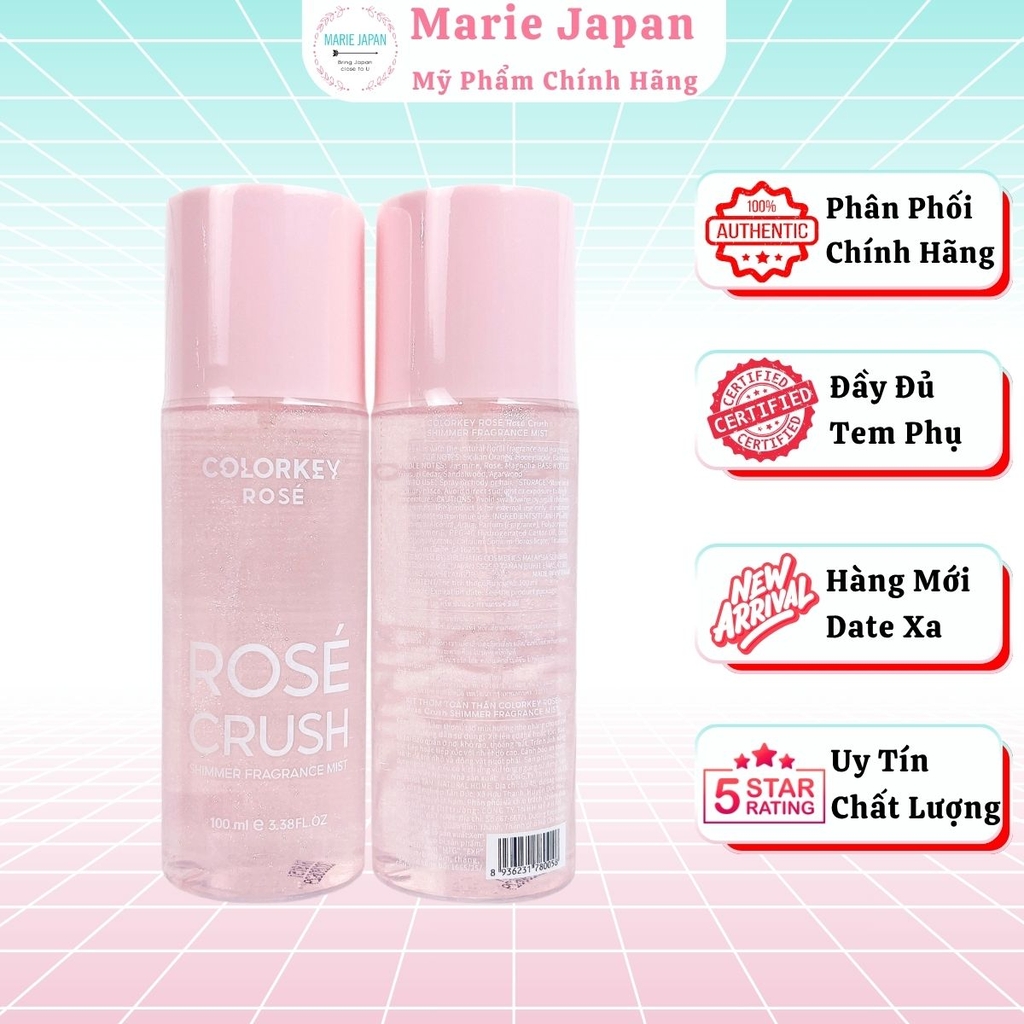 Xịt Thơm Toàn Thân Body Mist COLORKEY ROSÉ CRUSH Hương Thơm Lâu Ngọt Ngào Tươi Mới 100ml